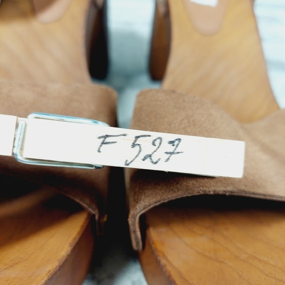 New Steve Madden Alabama Platform Suede Brown Strap Wooden Studded Sandals F527 - Picture 12 of 12